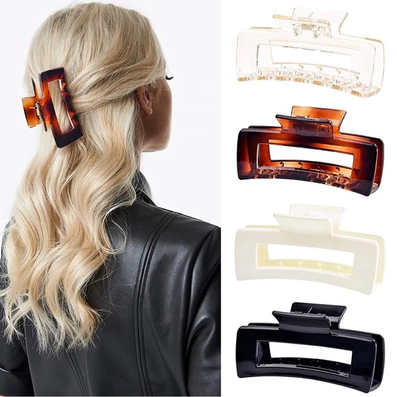 Accessories - New - 4 pack Large Hair Claw Clips, Strong 4 inch Clips for Thick and Thin Hair